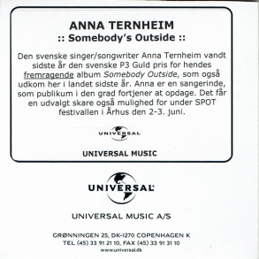 Anna Ternheim - Somebody's Outside (Promo)