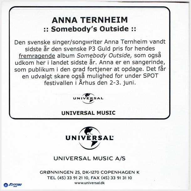 Anna Ternheim - Somebody's Outside (Promo)
