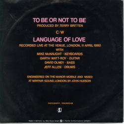 B.A. Robertson - To Be Or Not To Be (1980)