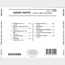 Barry White - I Love To Sing The Songs (1991) (Success 22559CD)
