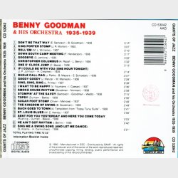 Benny Goodman And His Orchestra (1935-1939) (1990) (Giants Of Jazz)
