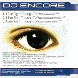 DJ Encore ft. Engelina - I See Right Through To You (2001)