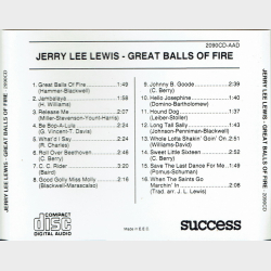 Jerry Lee Lewis - Great Balls Of Fire (Success 2090CD) - NY