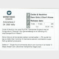 Oxide &amp; Neutrino - Dem Girlz (I Don't Know) (2002) (Promo)