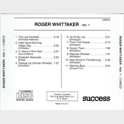 Roger Whittaker - Greatest Hits Live Vol 1 (Success 2189cd) (1999)