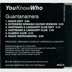 YouKnowWho - Guantanamera (6 Mixes From The Forthcoming Single) (1996) (Promo)